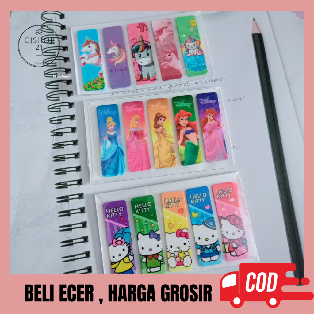 Jual Sticky Notes / Stick Note / Pembatas Buku Karakter Bahan Plastik