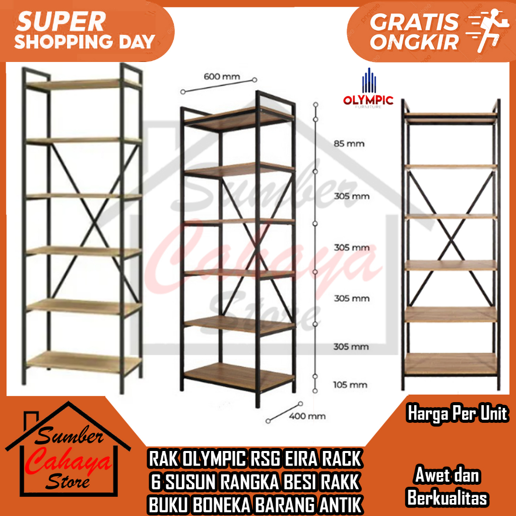 Jual [Kargo] RAK OLYMPIC RSG EIRA RACK 6 SUSUN RANGKA BESI RAKK BUKU ...