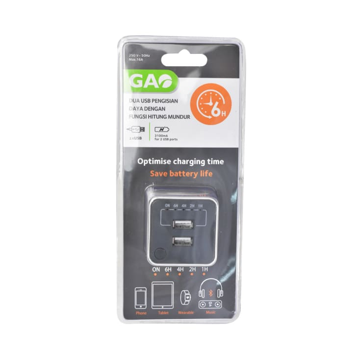 Jual ACE GAO - DUAL CHARGING USB PLUG TIMER / SAKLAR TIMER DUA SOKET ...