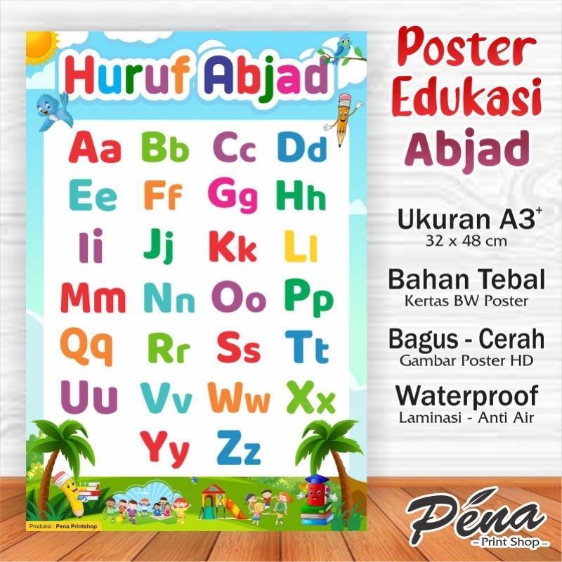 Jual Poster Edukasi Anak / Poster Huruf ABC / Poster Belajar Huruf