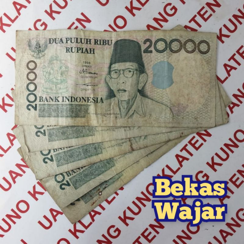 Jual asli Bekas 20000 Rupiah Dewantoro Tahun 1998 Rp 20.000 K.H Ki