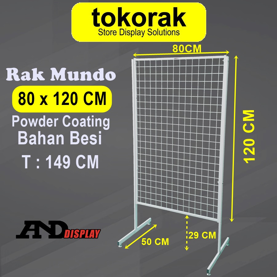 Jual RAK MUNDO 80 X 120 CM RAK AKSESORIS KAWAT DISPLAY RAK WIRE GRID ...