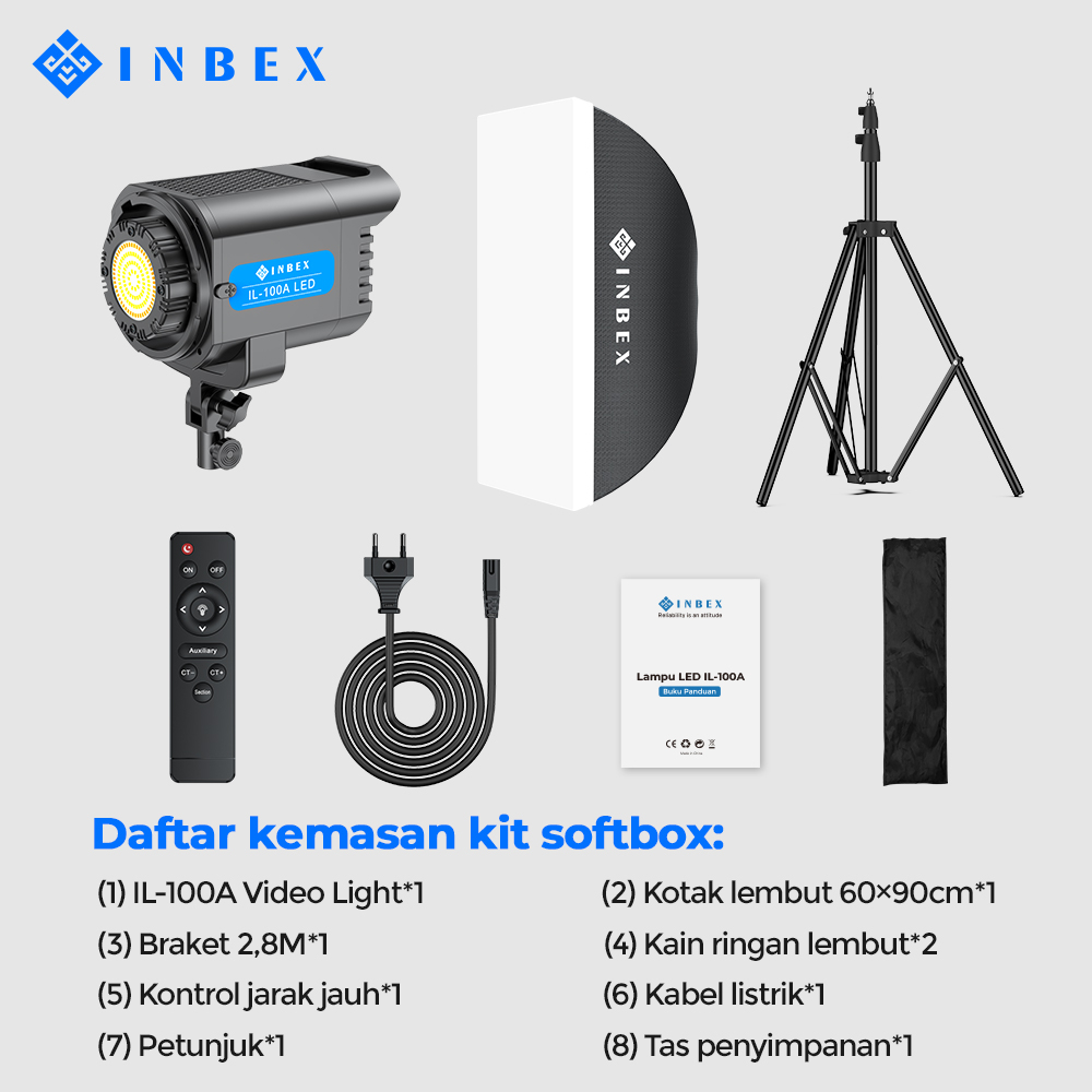 Jual Inbex Lampu Livestream Softbox Foto Studio Fotografi Lighstand