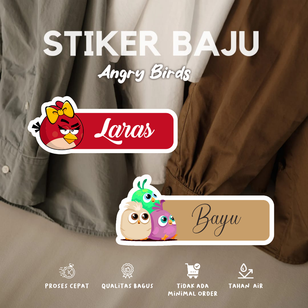 Jual (30-40pcs)proses cepat sablon/Stiker Kain Label Baju Nama Anak ...