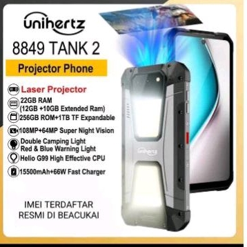 Unihertz 8849 tank 2 projector powered smartphone 22GB 256GB camping light  cellphones 108mp G99 64MP night vision mobile phones