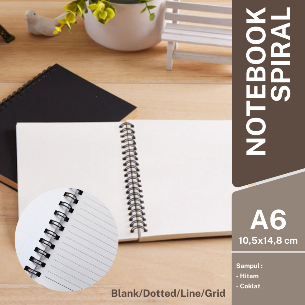 Jual Notebook Spiral A6 Buku Tulis Spiral Blank/Line/Dotted/Grid ...