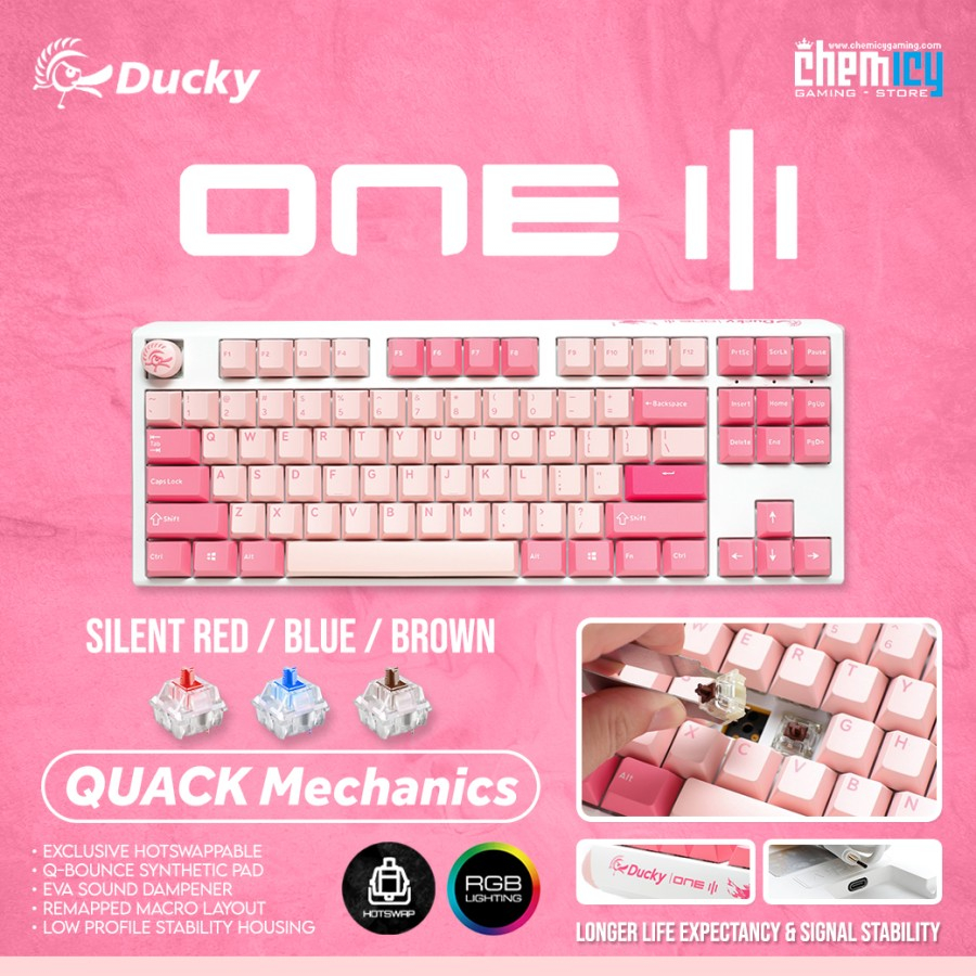 Jual Ducky One 3 Gossamer Pink TKL Hotswap RGB Mechanical Gaming