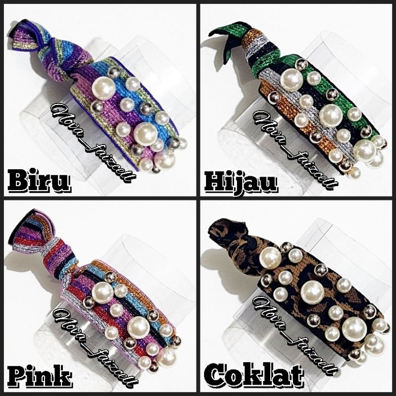 Jual Ikat Rambut Tebal Leopard / Rainbow Mutiara 8cm Premium Karet ...