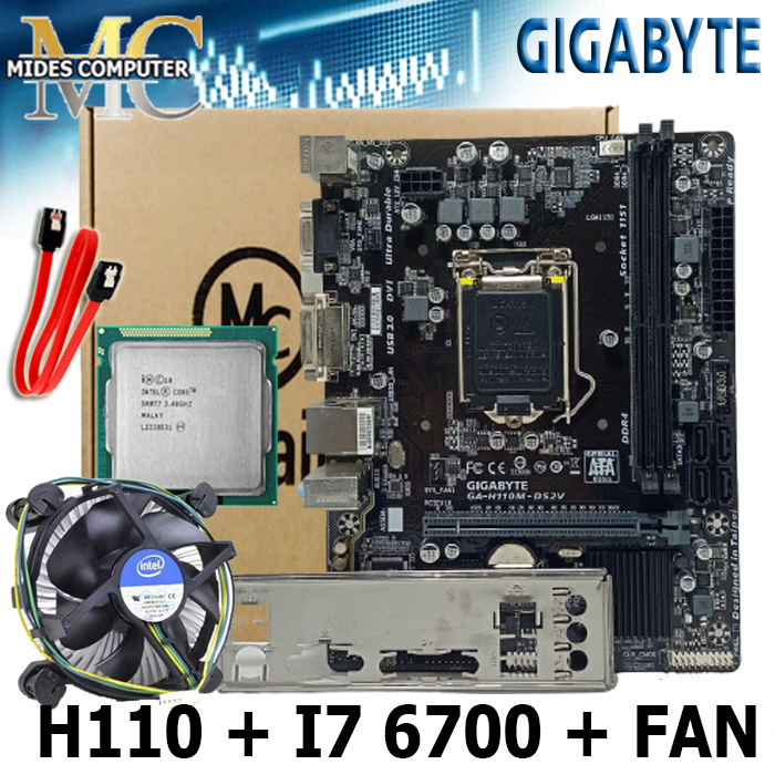 Jual Mainboard Mobo h110 LGA 1151 + Processor i7 6700 + fan intel