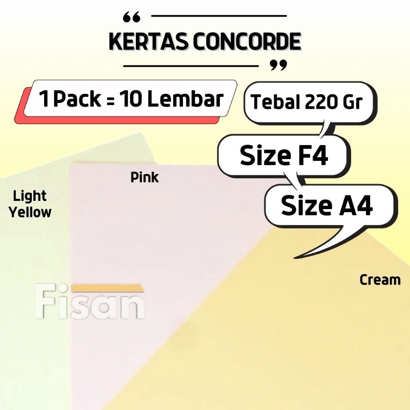 Jual 10 Lembar Kertas Concorde A4 F4 220 Gr Shopee Indonesia