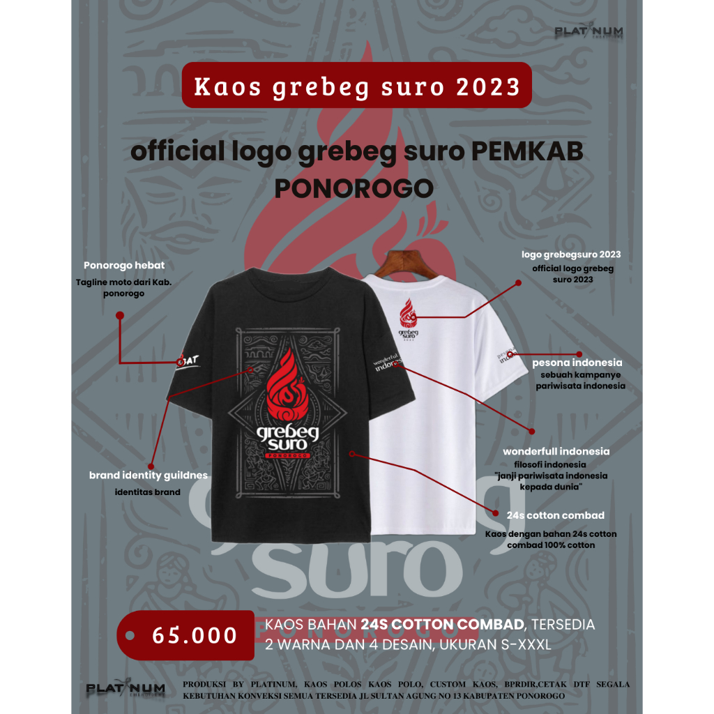 Jual kaos grebeg suro 2023 official logo kain 24s cotton combad