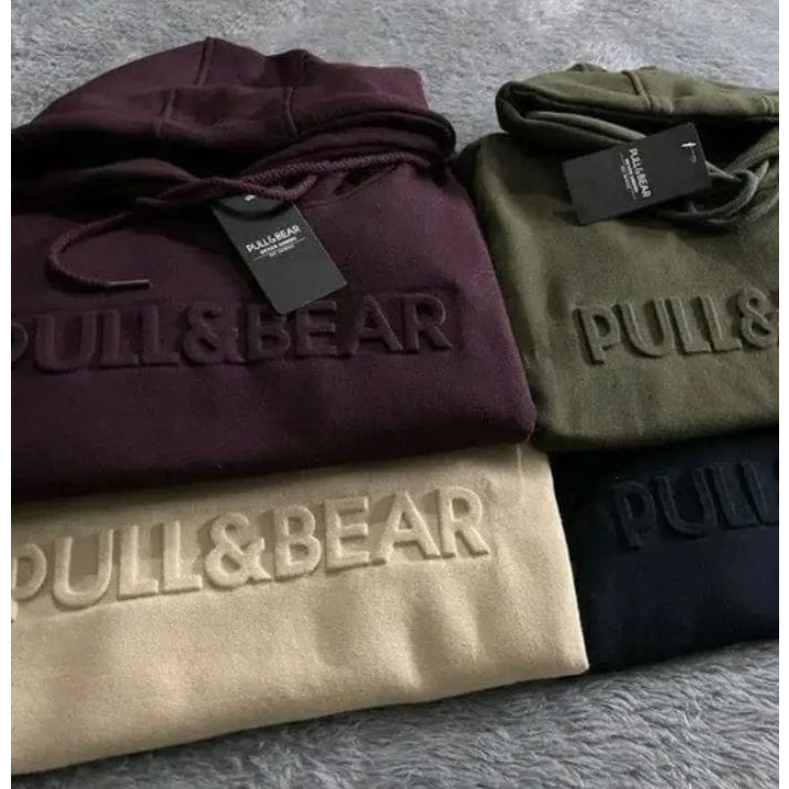 Jual SWEATER HOODIE PULL AND BEAR JAKET PULLOVER EMBOSSED FONT TIMBUL HODIE PRIA WANITA UNISEX Shopee Indonesia