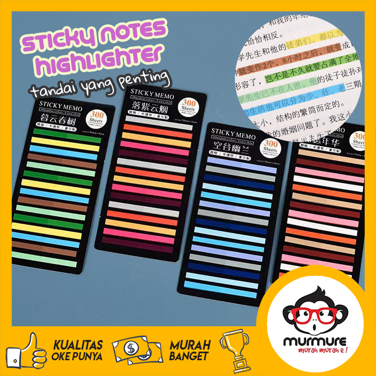 Jual MURMURE | 300 pcs sticky notes rainbow / sticky note / page marker ...