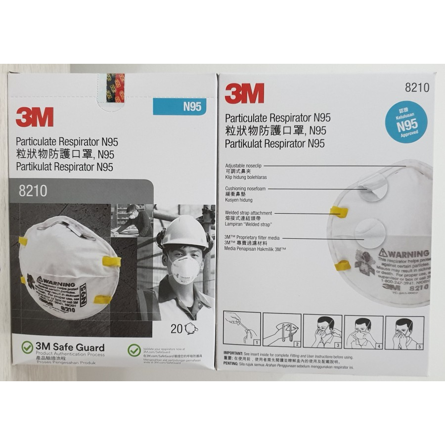 Jual MASKER 3M 8210 PARTICULATE RESPIRATOR N95 isi 20/BOX | Shopee ...