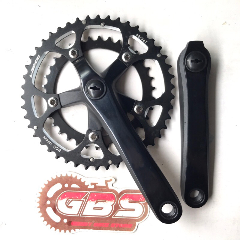 Jual Crank sepeda arm 155mm dual chainring alloy merk Lasco BMX Fixie ...