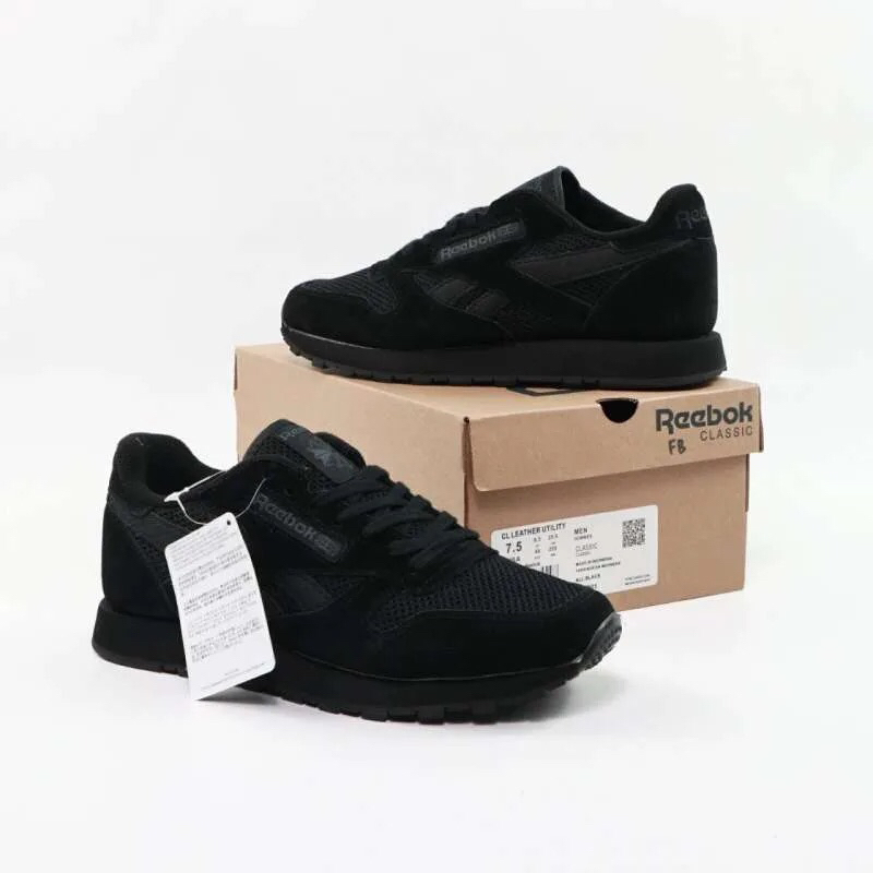 Jual Sepatu Reebok Classic Leather utility Fullblack 100%Bnib | Shopee ...
