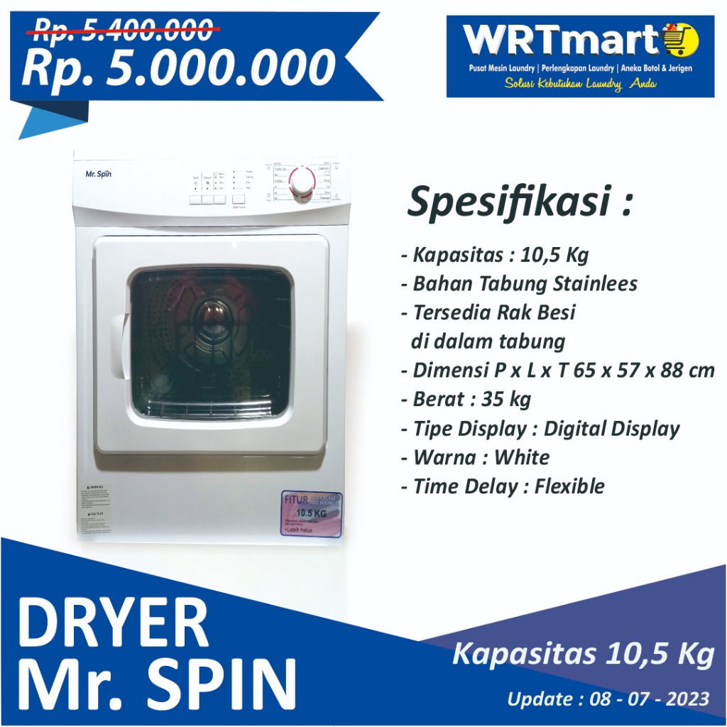 Jual Mesin Dryer Mr Spin 10 5 Kg Pengering Pakaian Konversi Gas