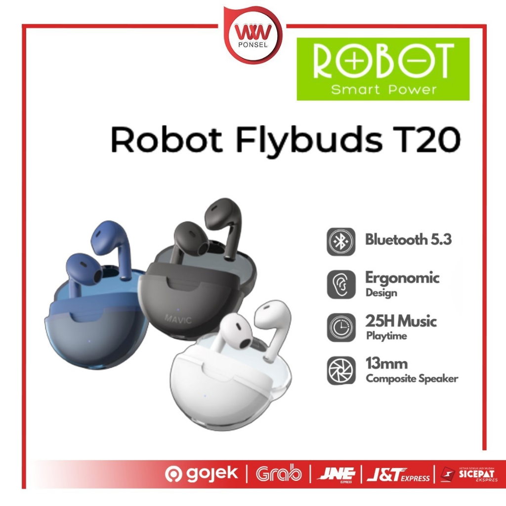 Jual Robot Flybuds T20 Headset Bluetooth Robot (010551) Shopee Indonesia