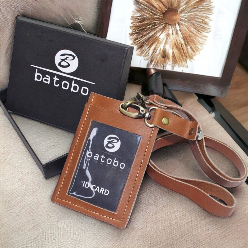 Jual ID Card Holder 2in1 Kulit Asli Name Tag Model Gantung dan Jepit ...