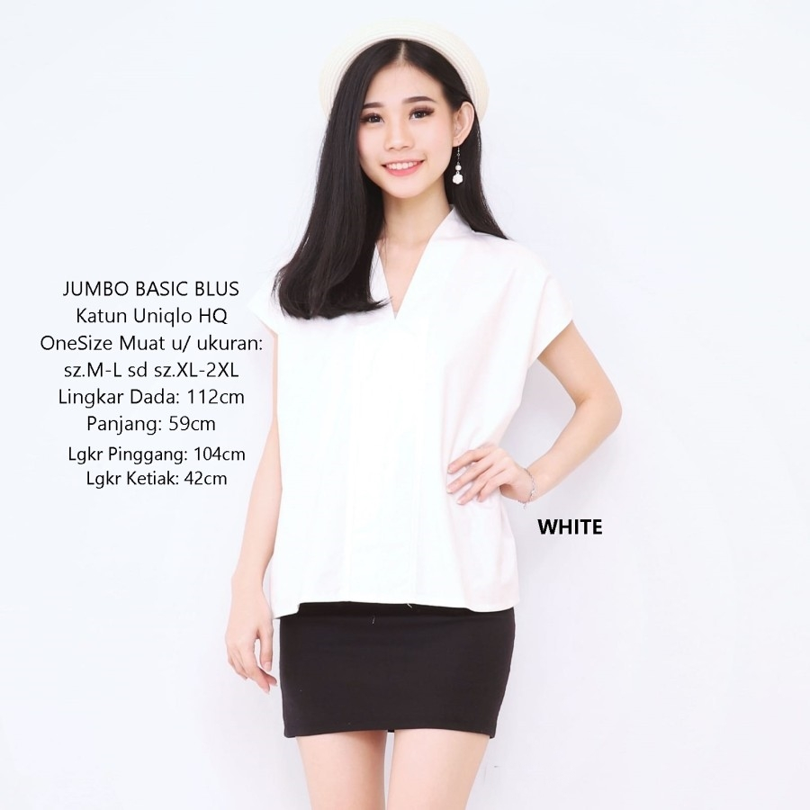 Jual Blus basic polos jumbo blouse casual big size bahan katun BA92F ...
