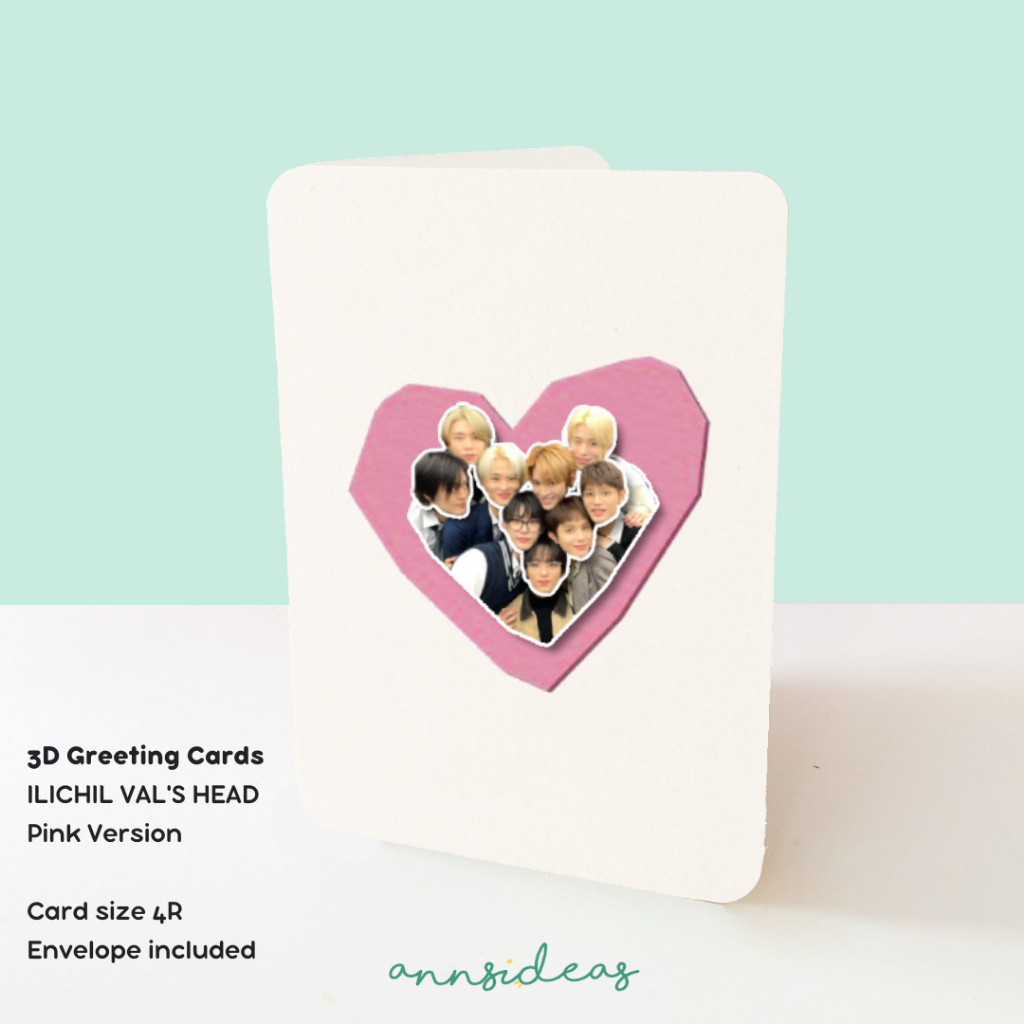 Jual 3D Greeting Cards - ILICHIL VAL'S HEAD - Pink Version | Kartu ...