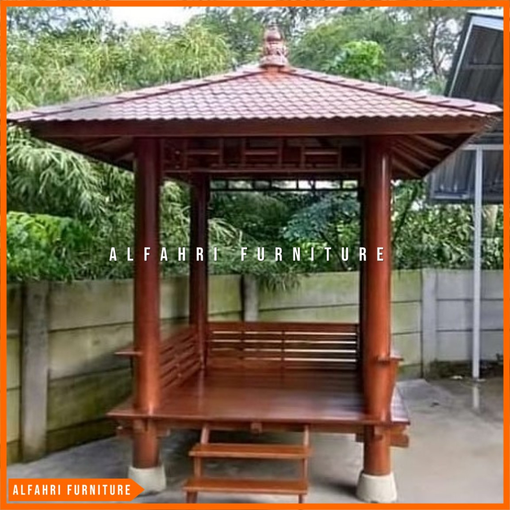 Jual Gazebo Kayu Kelapa Saung 2x2 Meter Gasebo Minimalis Taman Rumah Atap Sirap Shopee Indonesia