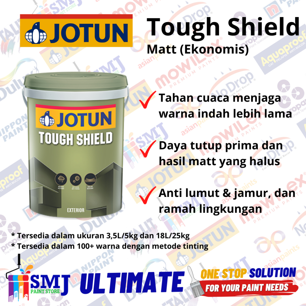 Jual Cat Tembok Eksterior Ekonomis Jotun Tough Shield Matt Warna Tinting 35l 5kg Shopee 0179