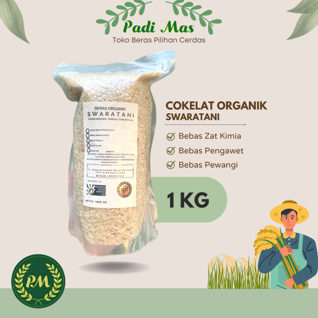 Jual Beras Cokelat Organik Kg Beras Coklat Swaratani Kg Beras Swaratani Organic Rice