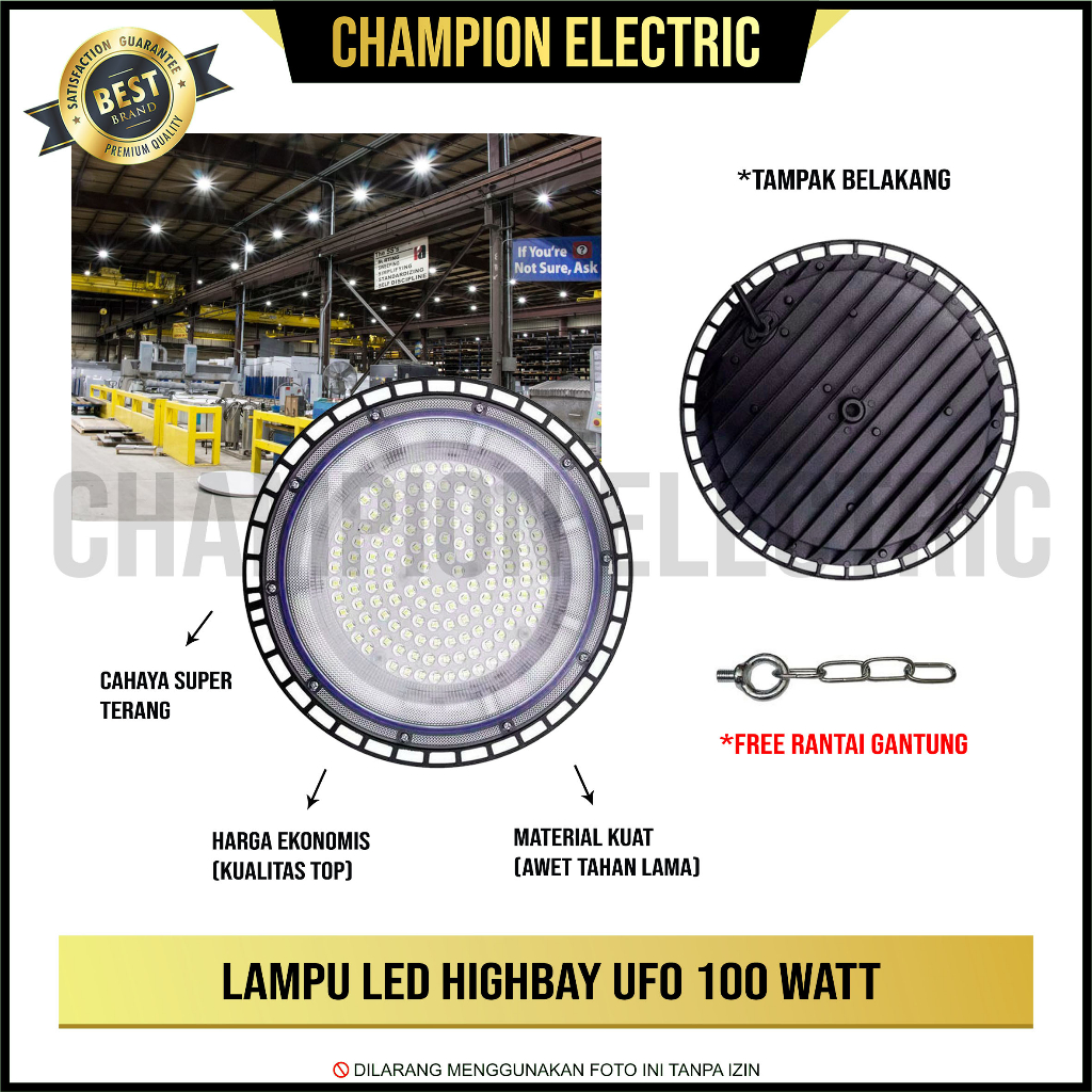 Jual Lampu LED Highbay 100 Watt 100W Ufo High Bay Industri Gudang Lapangan Shopee Indonesia