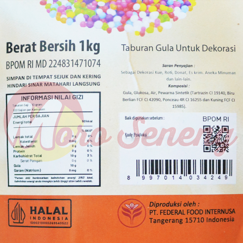 Jual Spikel Elmer 1kg Sprinkle Gula Trimit Warna Rainbow Hiasan Kue 1 ...