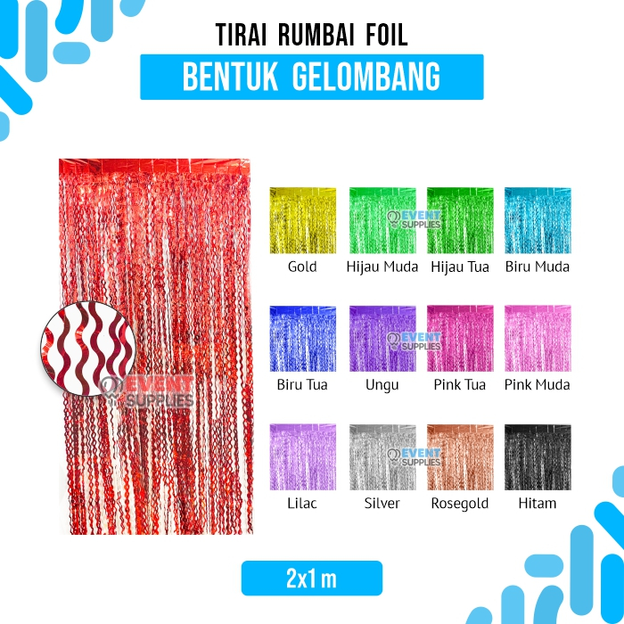 Jual Tirai Rumbai Foil Curtain Bentuk Gelombang / Wavy Dekorasi Ulang ...