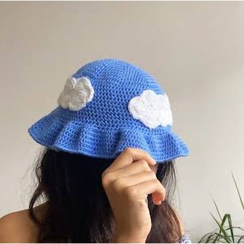 Jual Cloud Bucket Hat Crochet / Topi rajut Awan | Shopee Indonesia