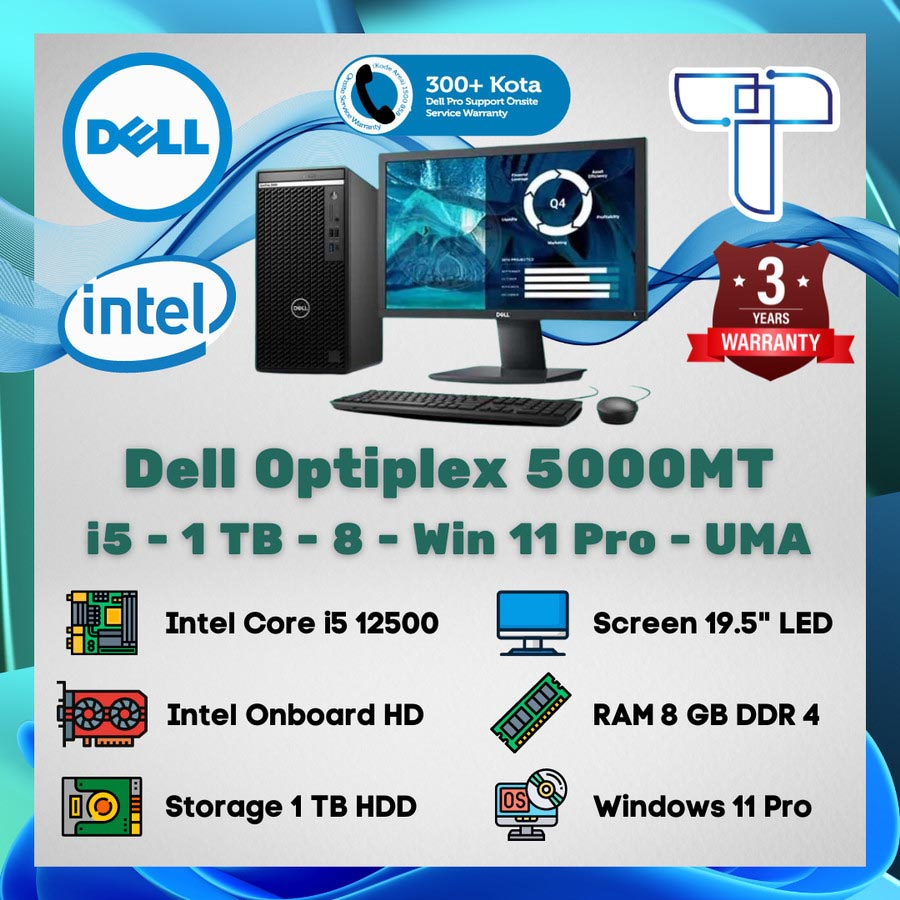 Jual Dell Optiplex 5000 MT Desktop - i5 - 1 TB - 8 - Windows 11 Pro ...