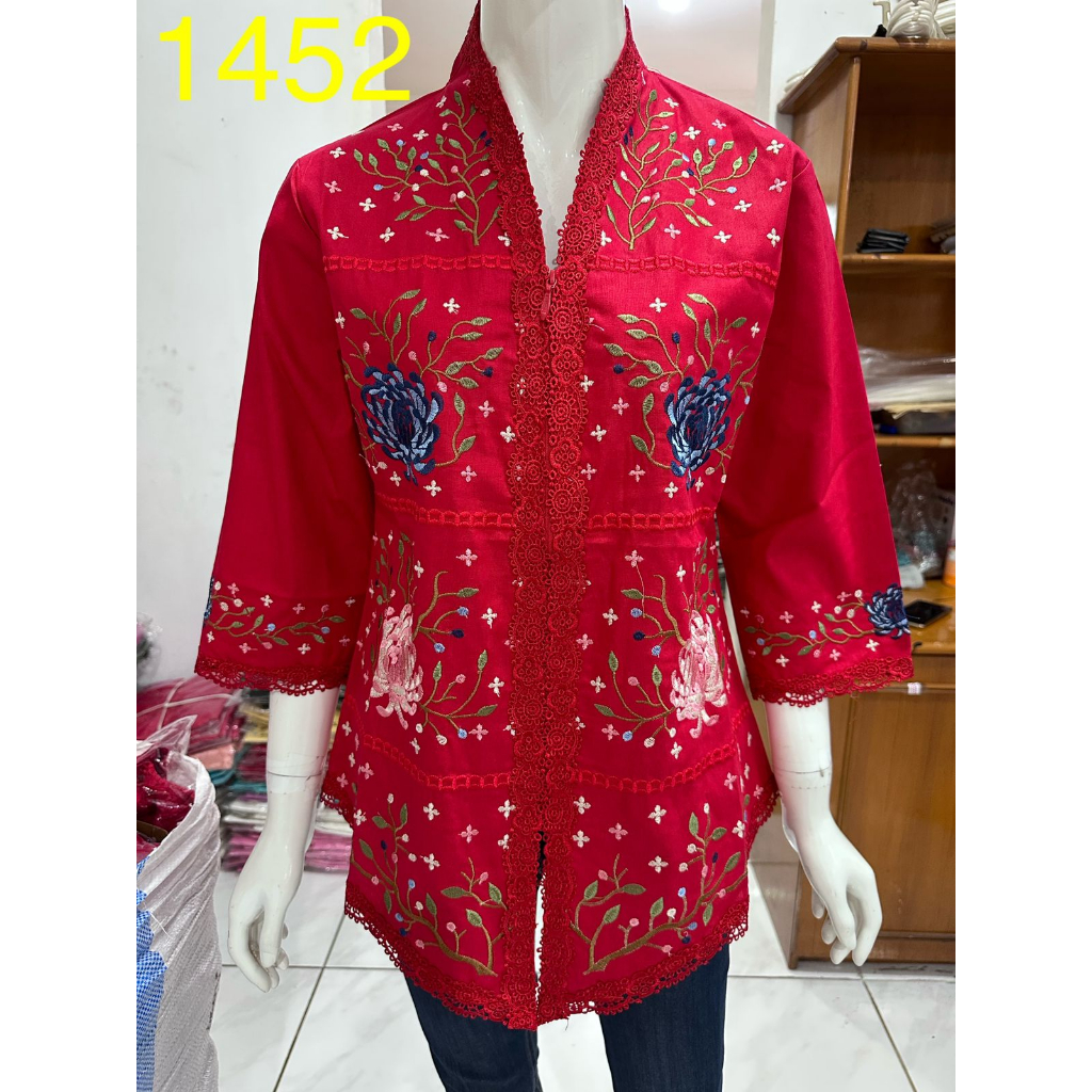 Jual Kebaya Bordir Bunga Timbul Premium Kebaya Encim Bordir Kombinasi Brukat Shopee