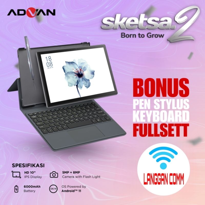 Jual Fullset Tablet Sketsa 2 Fullset Pen stylus dan Keyboard Advan Tab