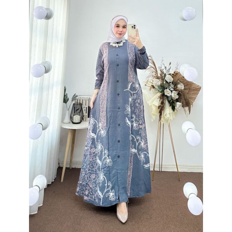 Gamis Twill Rayon Motif Terbaru // BATIK Cap PEKALONGAN