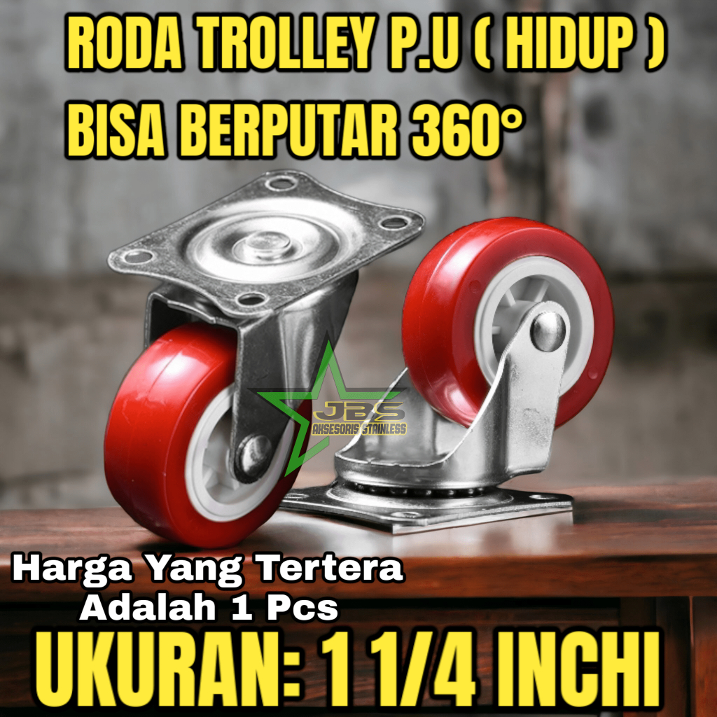 Jual Roda Troli Pu Merah Inchi Mati Hidup Hidup Rem Shopee Indonesia