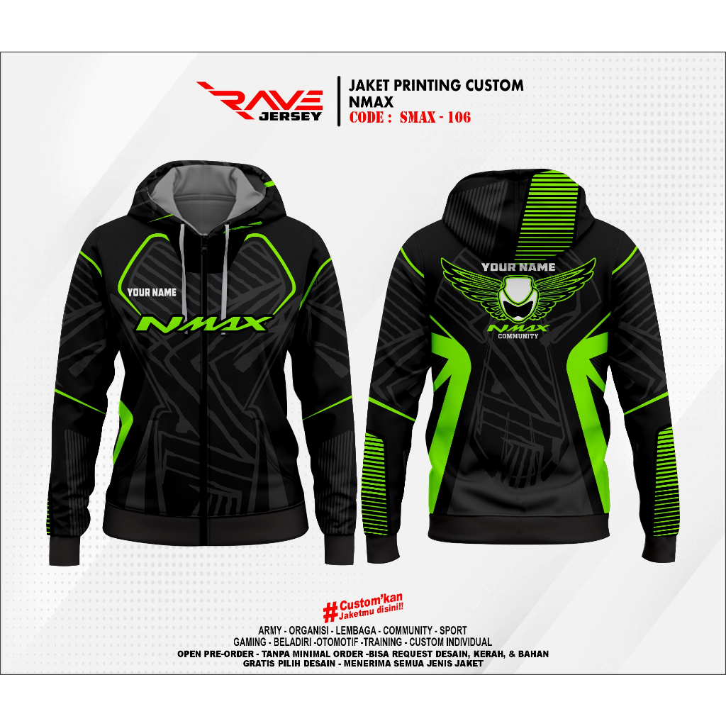 Jual JAKET MOTOR NMAX SESI FULL PRINTING SUBLIM CUSTOM (DESAIN