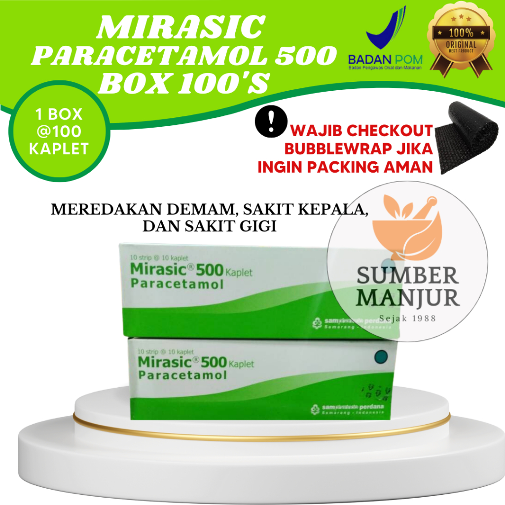 Jual MIRASIC 500 MG / PARACETAMOL / OBAT SAKIT KEPALA,DEMAM, NYERI
