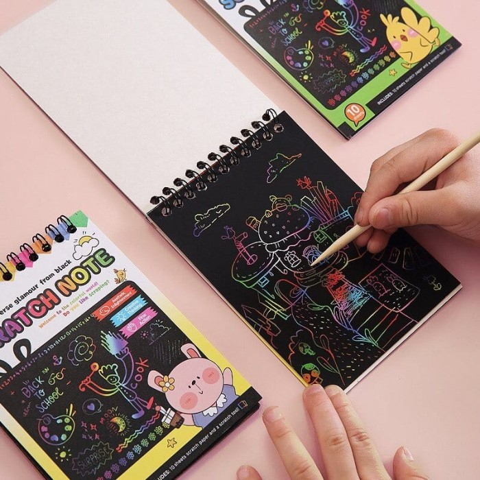 Jual Magic Scratch Note / Grafiti Paper Note / Mainan Kreatifitas Buku ...