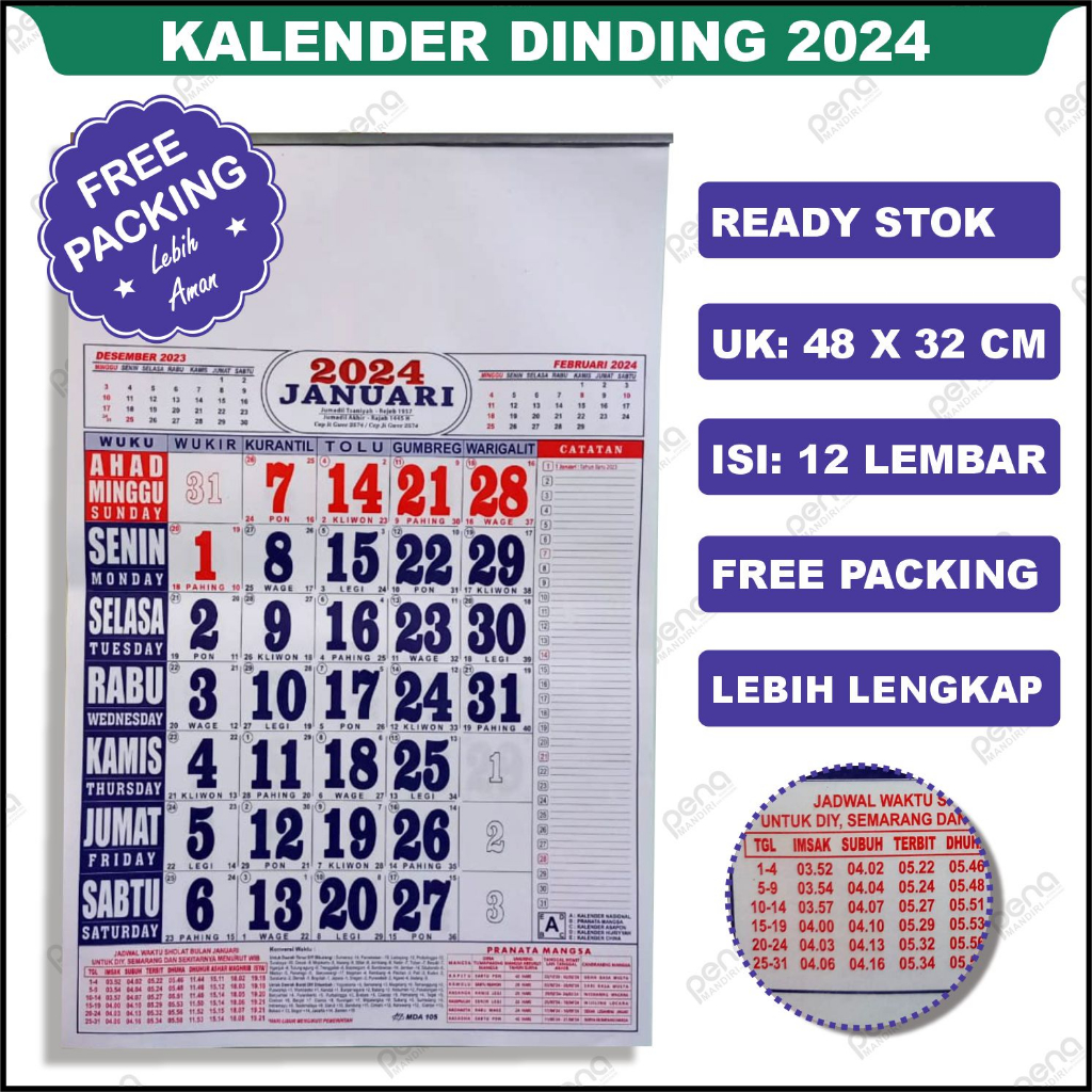 Jual Kalender 2024 - Kalender Dinding Kosongan (32 X 48 Cm) | Shopee ...