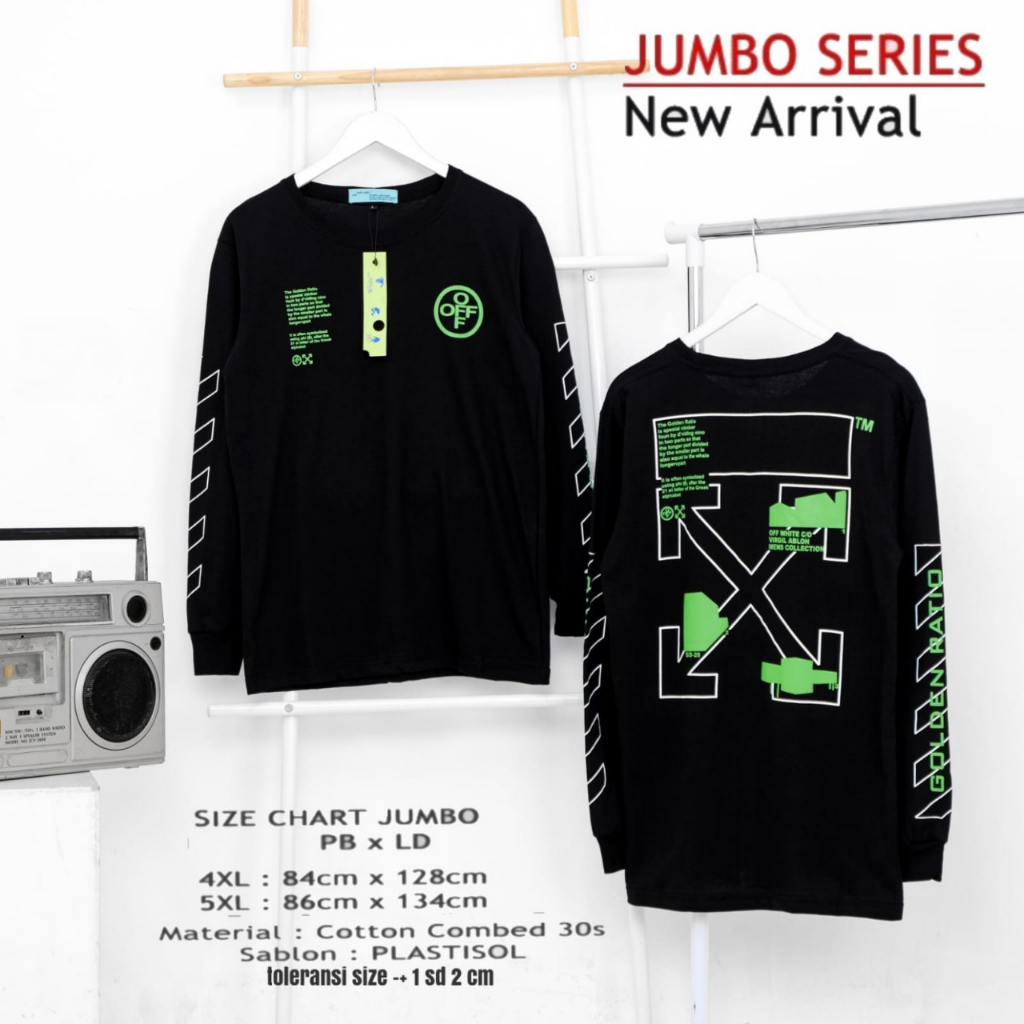 KAOS OFFWHITE LENGAN PANJANG LONGSLEEVE OFFWHITE