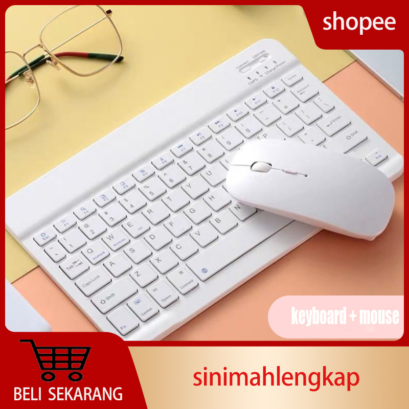 Jual 10 Inch 3 in 1 Wireless Bluetooth Keyboard Mouse Set Lightweight