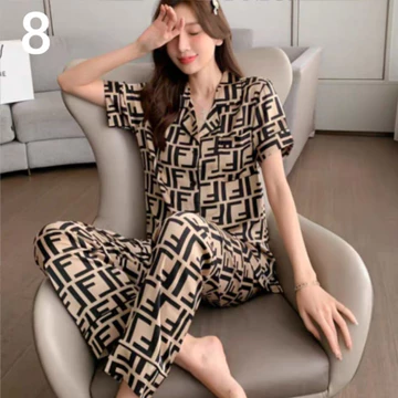 Mje_collection88 C008 Setelan Piyama Satin Premium Lengan Pendek Celana Panjang Piyama Wanita