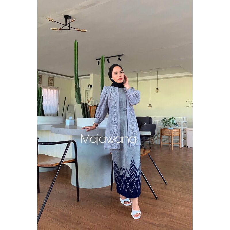 Jual Ready Stock Dress Kondangan Subadra Tenun Kombinasi Brokat Outfit Kekinian Shopee