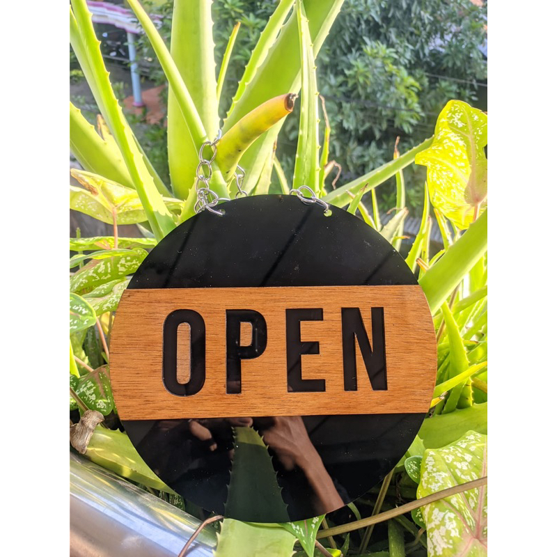 Jual sign papan open closed buka tutup akrilik kayu free custom ...
