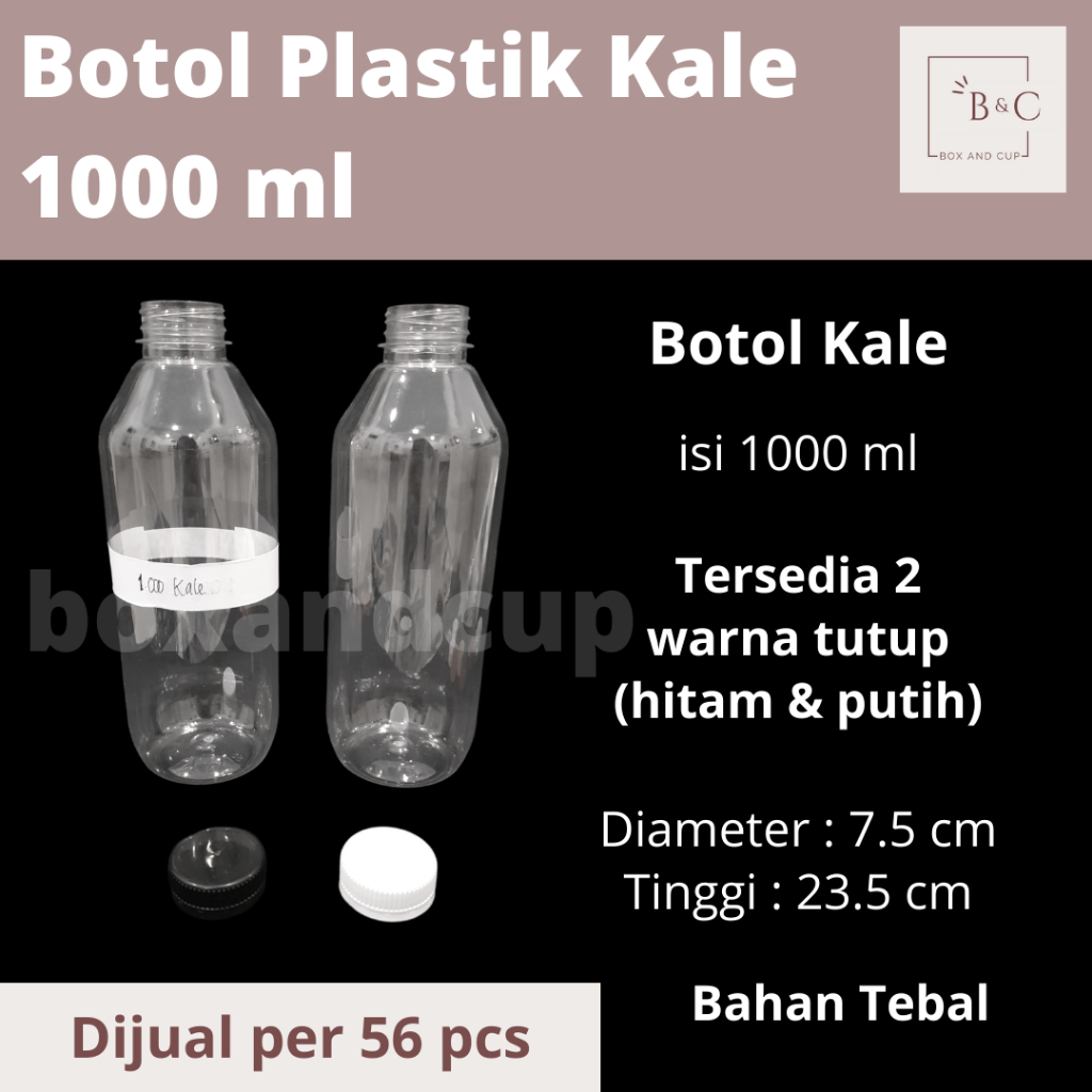 Jual [56 PCS] Botol Plastik PET Bulat Kale 1000 ml / 1 liter Bening ...