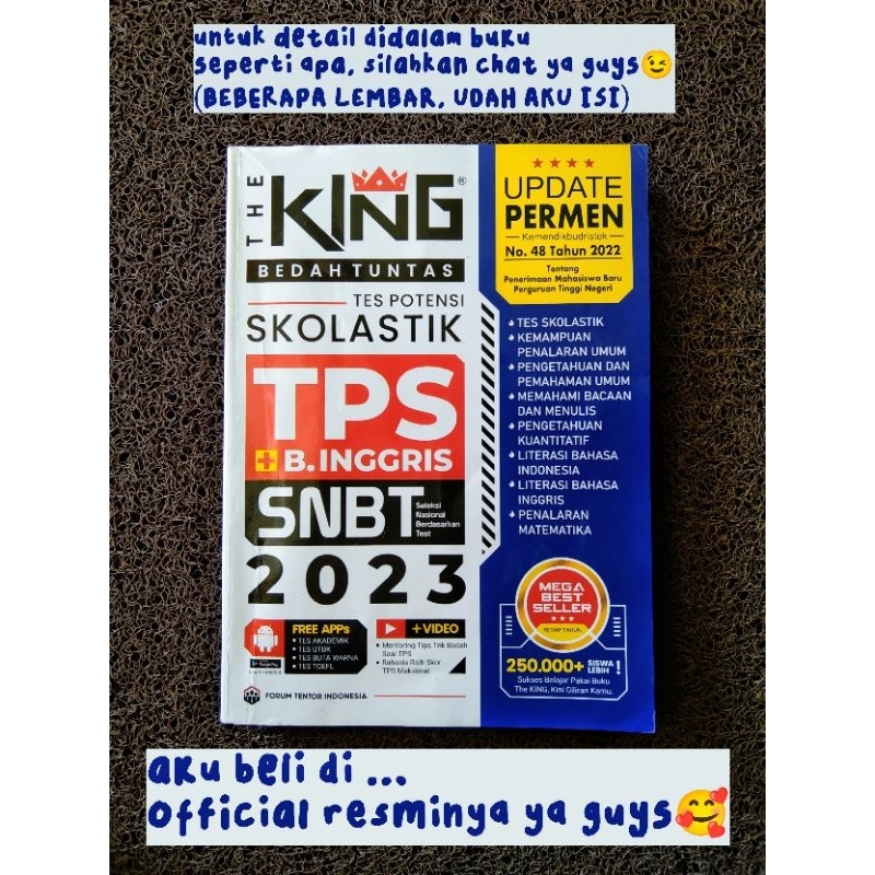 Jual BUKU THE KING BEDAH TUNTAS MATERI TPS SKOLASTIK SNBT 2023 TERBARU ...