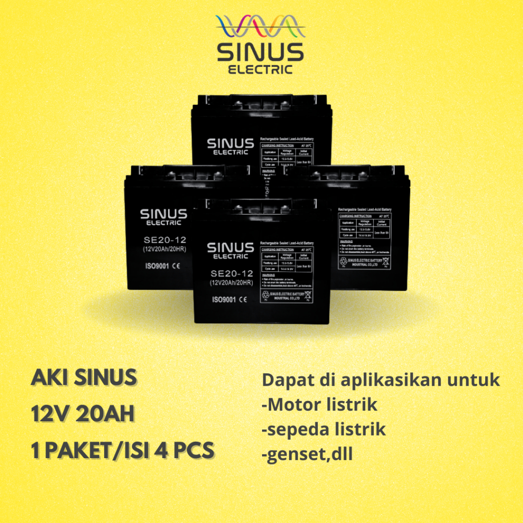 Jual Aki genset, sepeda listrik, motor listrik, 12v 20ah sinus 4 pcs