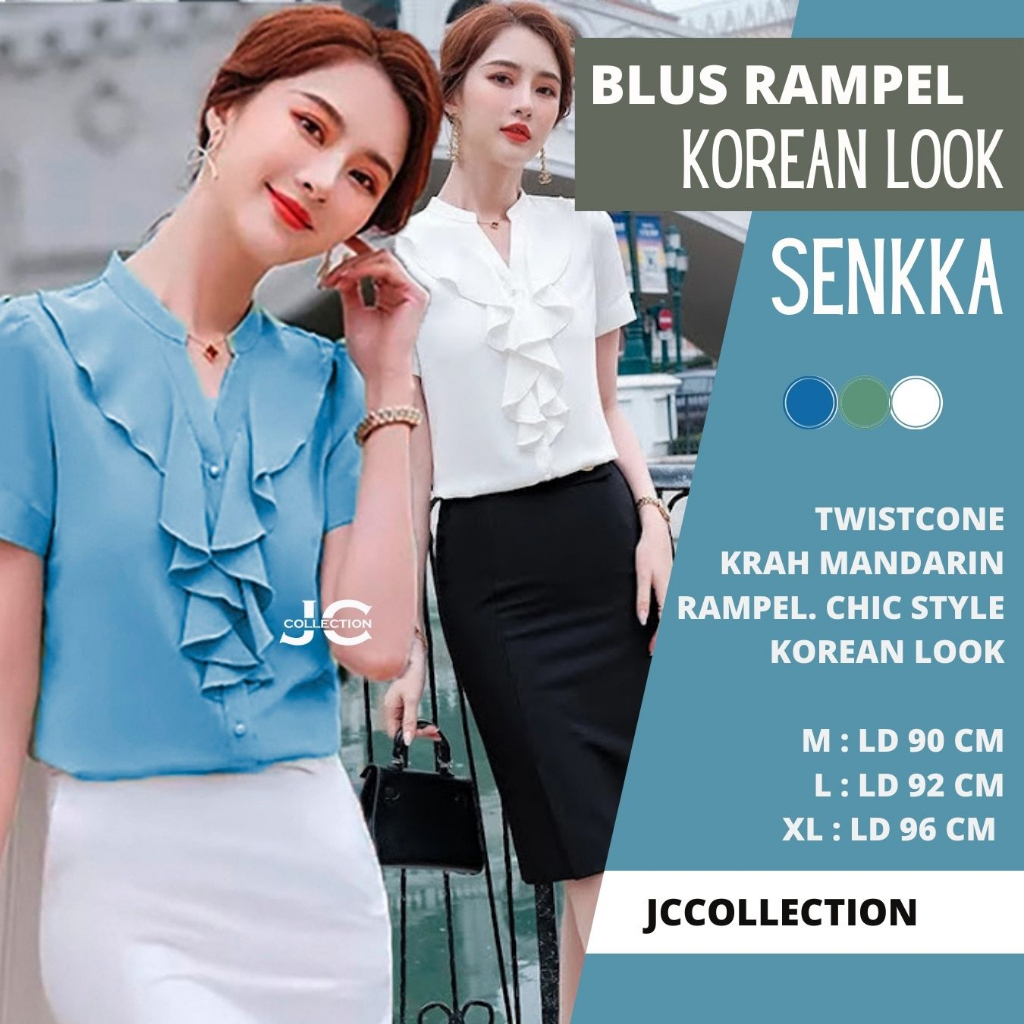 Jual Kemeja Korea Style Lengan pendek Variasi Rampel Senkka ...
